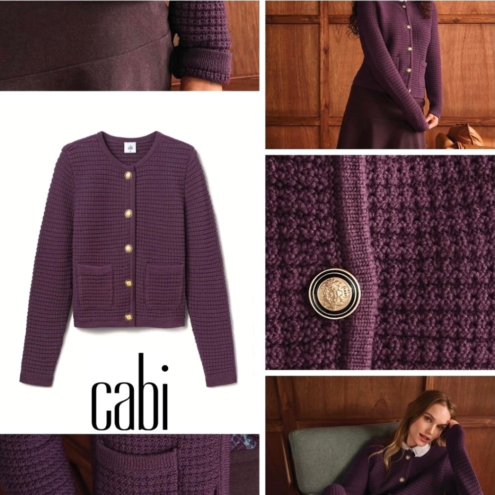 NWT Cabi Knit Sweater Jacket Deep Plum #4856 Size L